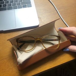 Oliver people’s tan/brown/beige eye glasses